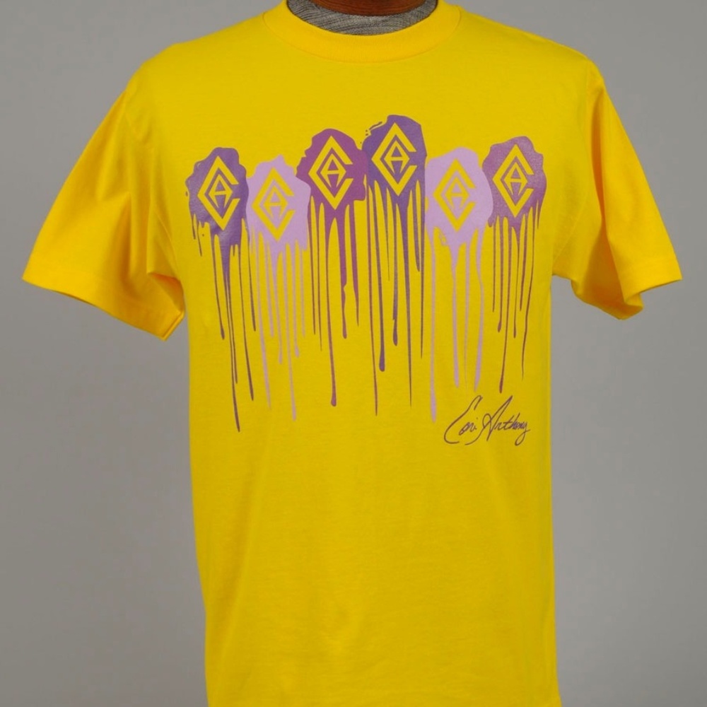 Purple Dripping CA Yellow Tshirt by Cori Anthony